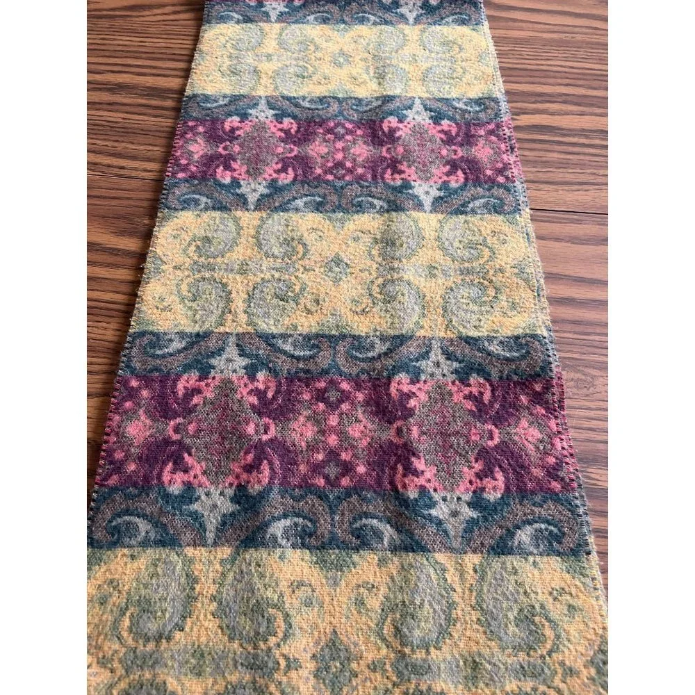 Striped paisley patterned scarf with tassels